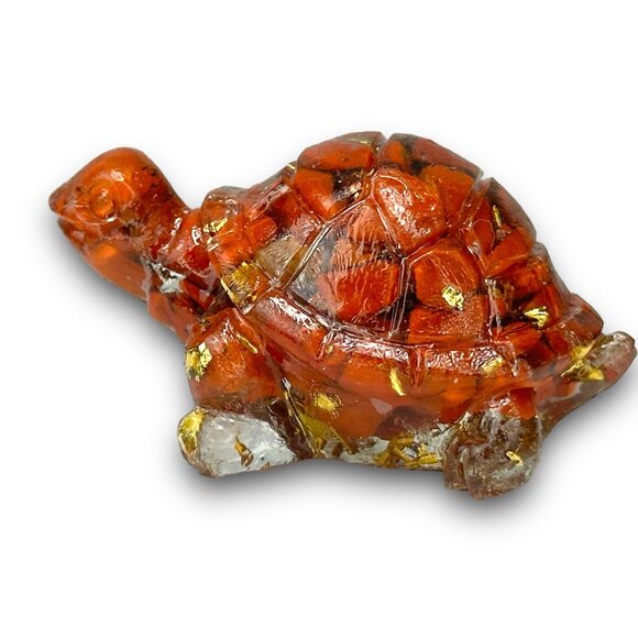 Resin Turtle Inlaid Red Jasper 1" Figurine Clear Root Chakra Balance Power - Picture 6 of 8